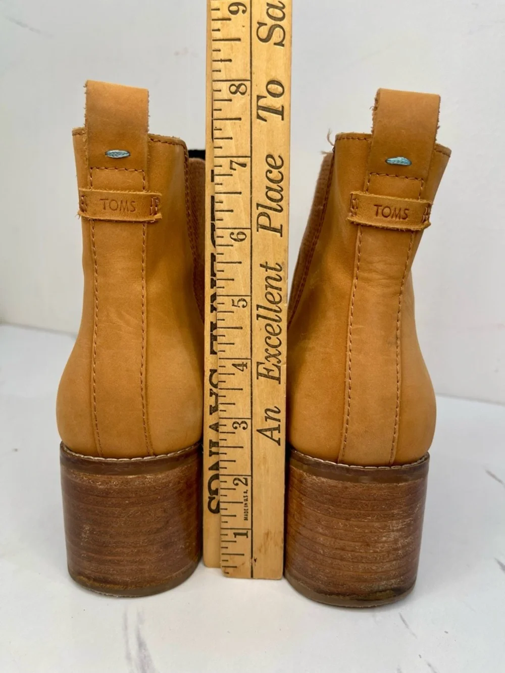 Women's TOMS Esme Brown Leather Ankle Boots Booties Size 9 Chelsea Ankle Boots